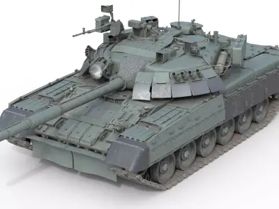 T 80U Main Battle Tank Low-poly 3D model