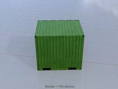 ISO-Container Yellow-Green 10ft Low-poly 3D model