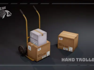 Hand Trolley with Cardboard Boxes Low-poly 3D model