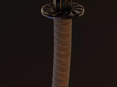 Game-Ready Katana Sword PBR Low Poly Low-poly 3D model