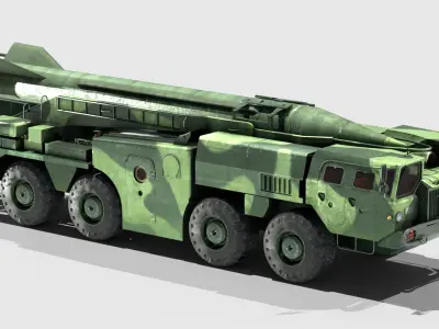 SCUD-B military vehicle Low-poly 3D model