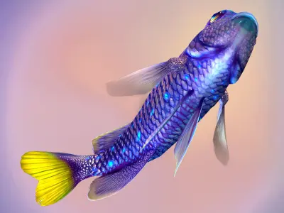 Fish Microspathodon Chrysurus Low-poly 3D model