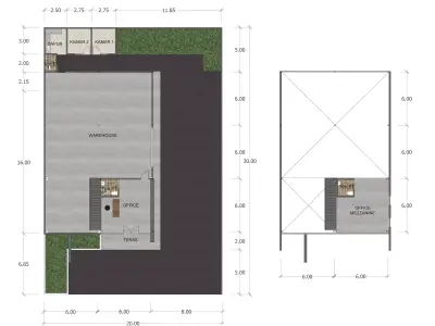 WAREHOUSE AND OFFICE MODEL 3D model