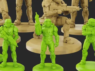 Sci-Fi Soldier Squad - Miniature Set for 3D Printing 3D print model purchase