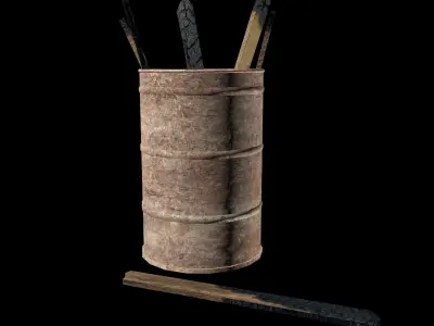 Metal barrel old PBR texture Low-poly 3D model