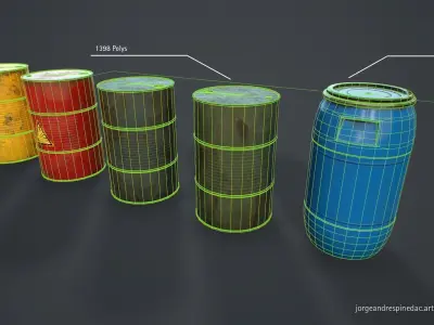 Barrels Pack - Vol 01 - Game Ready Low-poly 3D model