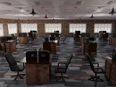 Office Interior Low-poly 3D model