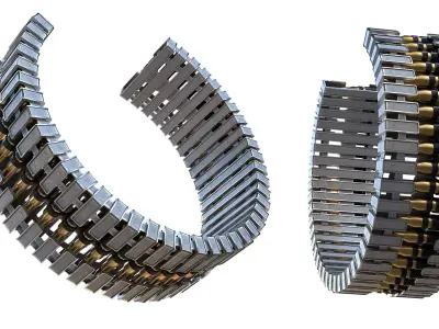 Ammo Feed Chute with Ammo Belt Low-poly 3D model