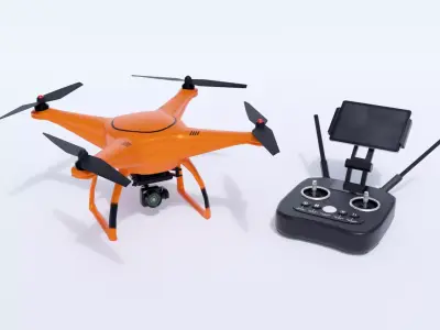 Drone with remote control Low-poly 3D model