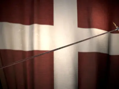 Medieval logn templar battle spear Game ready Low-poly 3D model