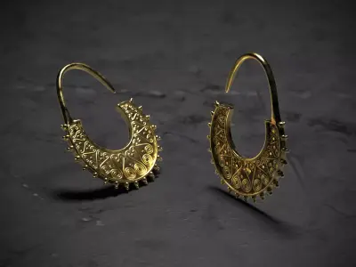 Ancient Earrings Low-poly 3D model