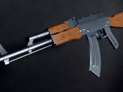  Low-Poly AK-47 Assault Rifle 3D Model for Games Low-poly 3D model