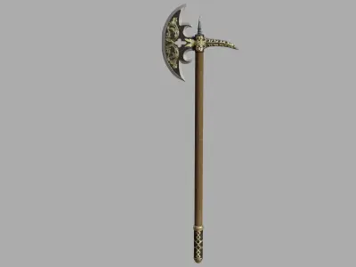 Medieval fantasy axe Low-poly 3D model