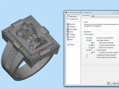 0199 - Ashok Stambh Gold Ring 3D print model