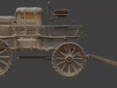 Frontier-Style Wasteland Wagon  Low-poly 3D model