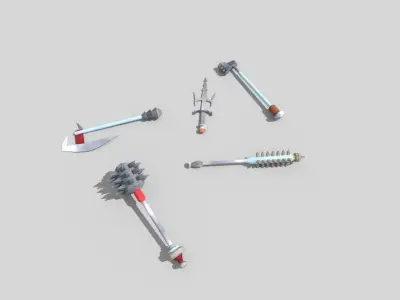 5 low poly fantasy weapons pack 2 Low-poly 3D model
