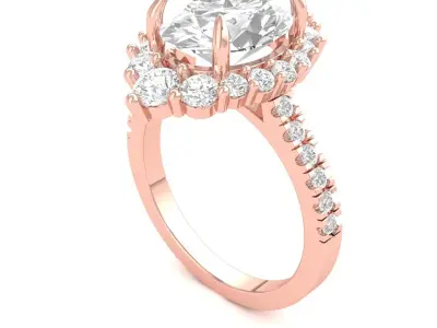 Oval Solitaire Ring 3D print model 13