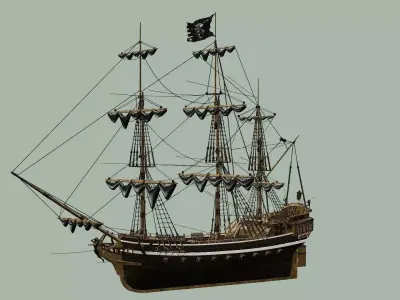 Sailboat Galleon - Game Ready A Low-poly 3D Model Low-poly 3D model
