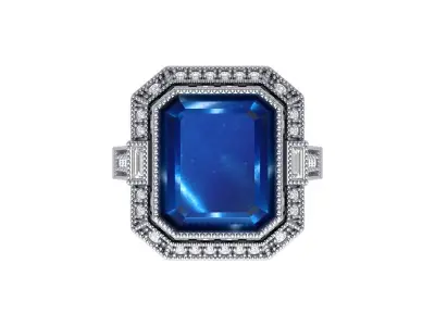 Emerald Art Deco Ring 3D print model 34