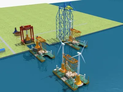 Offshore Wind Power Station 3D model
