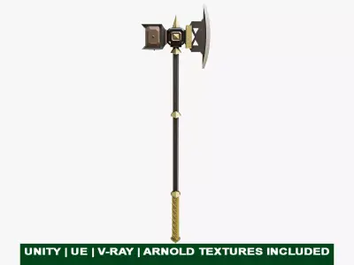 Battle Hammer 07 All PBR Unity UE V-Ray Textures Included Low-poly 3D model