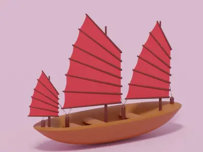 Asian Junk Ship 3D model