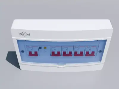 Home Circuit Breaker Panel - 12 Way Distribution Box 3D model
