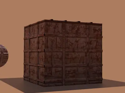 container PBR wooden box 3D model
