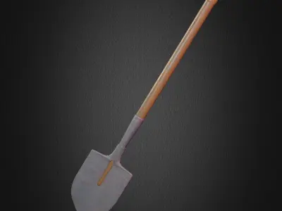 Shovel Low-poly 3D model 2