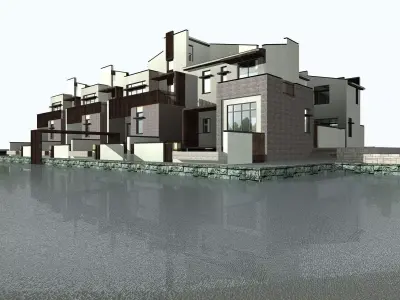 Villa modern apartment building on water 3D model