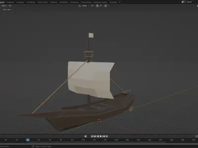 medieval Fishing boat Low-poly 3D model