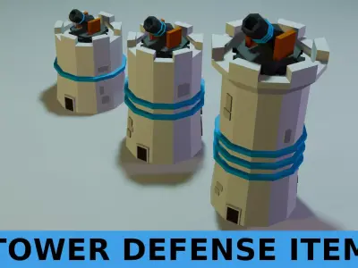 Tower cannon Low-poly 3D model