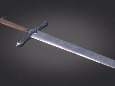 Stylized Medieval Sword melee weapon game ready Low-poly 3D model get