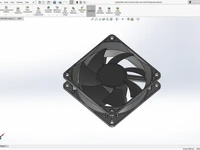 Computer Cooling Fan Case with Fan Blade 3D print model