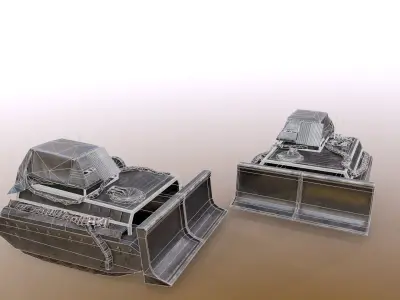 Post apocalyptic Tank Low-poly 3D model