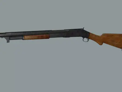 Winchester Model 1897 Low-Poly 3D Model Low-poly 3D model