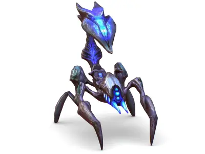 Blue alien UFO mutant scorpion Low-poly 3D model