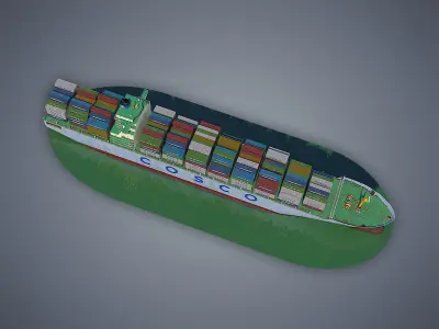 Cargo Ship COSCO Low-poly 3D model