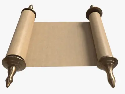 Ancient Scroll With Metal Rods blank 01 3D model