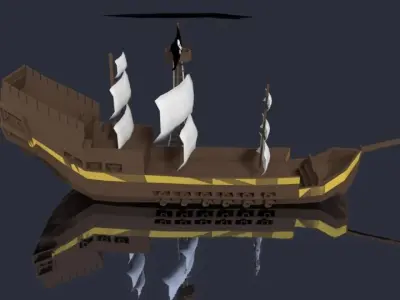 pirate ship 3D model 8