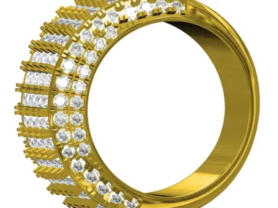 Antique Pave Set Iced Diamond Band 3D print model