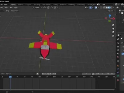 cartoon  airplane with animation  Free low-poly 3D model