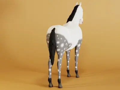 Grey Horse Low-poly 3D model