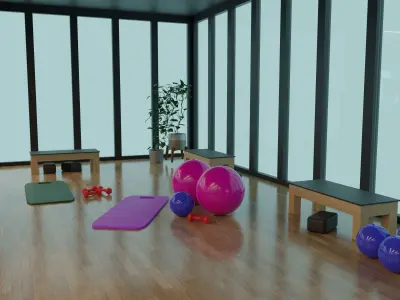 GYM Interior Low-poly 3D model buy