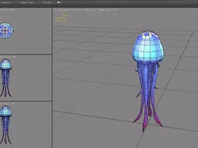 Cartoon Purple Jellyfish Low-poly 3D model