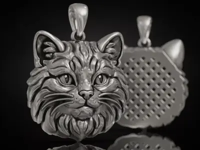 Cat Face Charm Pendant  3D print model