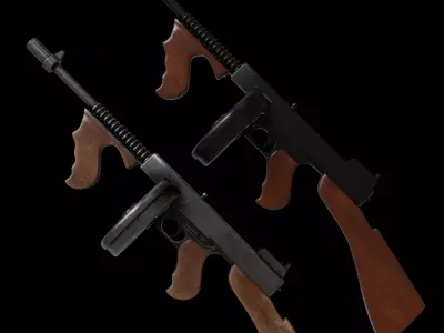 Thompson Submachine Gun Low-poly 3D model purchase