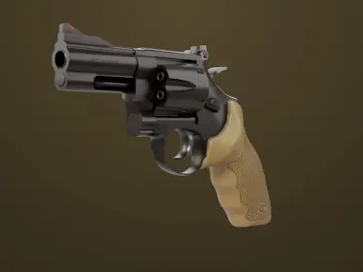 Small Revolver 06 Black Generic All PBR Unity UE Textures Low-poly 3D model