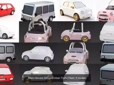 Metro Movers Stylized Urban Traffic Fleet 3D Model Pack