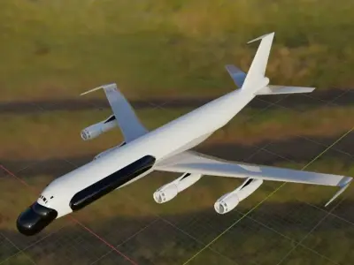 707 Phalcon Style AEW Radar Plane - Custom 1950s Jet Low-poly 3D model